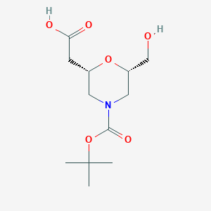 molecular formula C12H21NO6 B2867146 2-[(2S,6S)-4-[(叔丁氧羰基)羰基]-6-(羟甲基)吗啉-2-基]乙酸 CAS No. 2089245-33-8