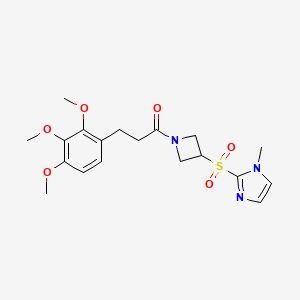 molecular formula C19H25N3O6S B2867147 1-(3-((1-甲基-1H-咪唑-2-基)磺酰基)氮杂环丁-1-基)-3-(2,3,4-三甲氧基苯基)丙-1-酮 CAS No. 2034429-65-5