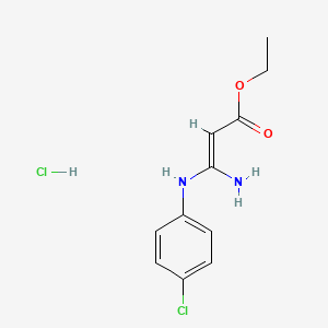 molecular formula C11H14Cl2N2O2 B2867148 Ethyl 3-amino-3-(4-chloroanilino)acrylate hydrochloride CAS No. 318239-41-7