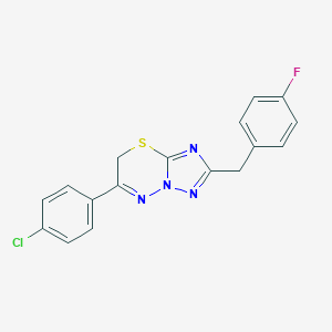 molecular formula C17H12ClFN4S B286716 6-(4-chlorophenyl)-2-(4-fluorobenzyl)-7H-[1,2,4]triazolo[5,1-b][1,3,4]thiadiazine 