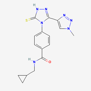 molecular formula C16H17N7OS B2867173 N-(cyclopropylmethyl)-4-[3-(1-methyl-1H-1,2,3-triazol-4-yl)-5-sulfanylidene-4,5-dihydro-1H-1,2,4-triazol-4-yl]benzamide CAS No. 2380056-90-4