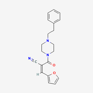 (Z)-3-(Furan-2-yl)-2-[4-(2-phenylethyl)piperazine-1-carbonyl]prop-2-enenitrile