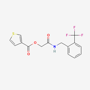 molecular formula C15H12F3NO3S B2867185 2-Oxo-2-((2-(trifluoromethyl)benzyl)amino)ethyl thiophene-3-carboxylate CAS No. 1638709-25-7