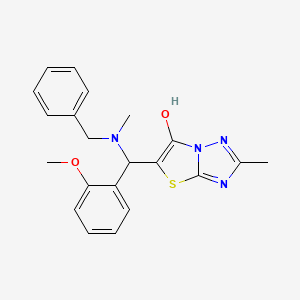 molecular formula C21H22N4O2S B2867186 5-((Benzyl(methyl)amino)(2-methoxyphenyl)methyl)-2-methylthiazolo[3,2-b][1,2,4]triazol-6-ol CAS No. 869342-65-4