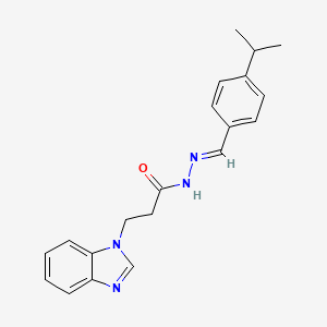 molecular formula C20H22N4O B2867189 3-(1H-苯并咪唑-1-基)-N'-{(E)-[4-(丙-2-基)苯基]亚甲基}丙烷酰肼 CAS No. 518018-75-2