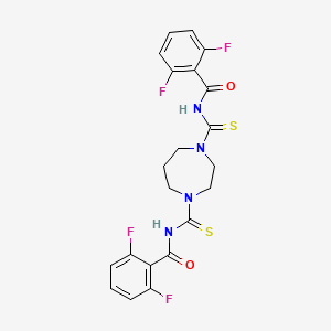molecular formula C21H18F4N4O2S2 B2867195 N-[4-[(2,6-difluorobenzoyl)carbamothioyl]-1,4-diazepane-1-carbothioyl]-2,6-difluorobenzamide CAS No. 497060-88-5