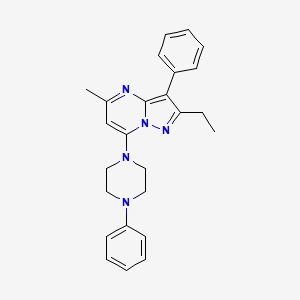 molecular formula C25H27N5 B2867207 2-Ethyl-5-methyl-3-phenyl-7-(4-phenylpiperazin-1-yl)pyrazolo[1,5-a]pyrimidine CAS No. 890620-95-8