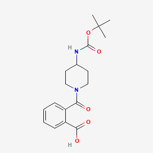 molecular formula C18H24N2O5 B2867208 2-[4-(tert-Butoxycarbonylamino)piperidine-1-carbonyl]benzoic acid CAS No. 1286263-62-4