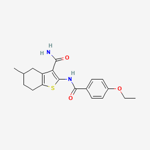 molecular formula C19H22N2O3S B2867213 2-(4-Ethoxybenzamido)-5-methyl-4,5,6,7-tetrahydrobenzo[b]thiophene-3-carboxamide CAS No. 476280-33-8