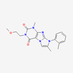 molecular formula C19H21N5O3 B2867216 3-(2-methoxyethyl)-1,7-dimethyl-8-(o-tolyl)-1H-imidazo[2,1-f]purine-2,4(3H,8H)-dione CAS No. 900282-72-6