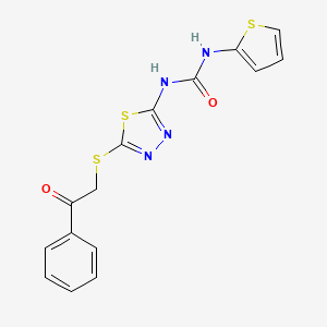 molecular formula C15H12N4O2S3 B2867224 1-(5-((2-氧代-2-苯乙基)硫代)-1,3,4-噻二唑-2-基)-3-(噻吩-2-基)脲 CAS No. 1001831-54-4