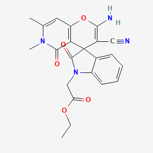 Ethyl 2-(2'-amino-3'-cyano-6',7'-dimethyl-2,5'-dioxo-5',6'-dihydrospiro[indoline-3,4'-pyrano[3,2-c]pyridin]-1-yl)acetate