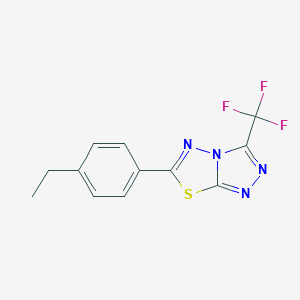 molecular formula C12H9F3N4S B286724 6-(4-Ethylphenyl)-3-(trifluoromethyl)[1,2,4]triazolo[3,4-b][1,3,4]thiadiazole 