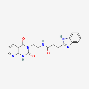 molecular formula C19H18N6O3 B2867245 3-(1H-benzo[d]imidazol-2-yl)-N-(2-(2,4-dioxo-1,2-dihydropyrido[2,3-d]pyrimidin-3(4H)-yl)ethyl)propanamide CAS No. 2034504-98-6