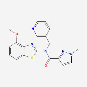 molecular formula C19H17N5O2S B2867246 N-(4-methoxybenzo[d]thiazol-2-yl)-1-methyl-N-(pyridin-3-ylmethyl)-1H-pyrazole-3-carboxamide CAS No. 1210405-28-9