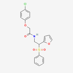 molecular formula C20H18ClNO5S B2867248 2-(4-chlorophenoxy)-N-[2-(2-furyl)-2-(phenylsulfonyl)ethyl]acetamide CAS No. 896314-51-5