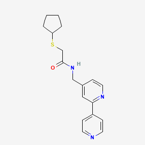 molecular formula C18H21N3OS B2867250 N-([2,4'-bipyridin]-4-ylmethyl)-2-(cyclopentylthio)acetamide CAS No. 2034305-58-1