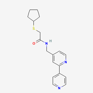 molecular formula C18H21N3OS B2867250 N-([2,4'-联吡啶]-4-基甲基)-2-(环戊基硫代)乙酰胺 CAS No. 2034305-58-1