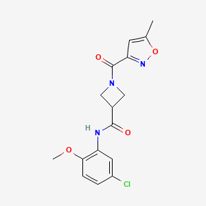 molecular formula C16H16ClN3O4 B2867251 N-(5-氯-2-甲氧基苯基)-1-(5-甲基异恶唑-3-羰基)氮杂环丁烷-3-甲酰胺 CAS No. 1396806-23-7