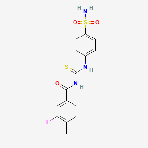molecular formula C15H14IN3O3S2 B2867259 3-iodo-4-methyl-N-((4-sulfamoylphenyl)carbamothioyl)benzamide CAS No. 497081-54-6