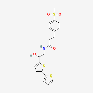 molecular formula C20H21NO4S3 B2867260 N-(2-{[2,2'-bithiophene]-5-yl}-2-hydroxyethyl)-3-(4-methanesulfonylphenyl)propanamide CAS No. 2310142-18-6