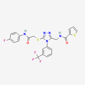molecular formula C23H17F4N5O2S2 B2867272 N-[[5-[2-(4-fluoroanilino)-2-oxoethyl]sulfanyl-4-[3-(trifluoromethyl)phenyl]-1,2,4-triazol-3-yl]methyl]thiophene-2-carboxamide CAS No. 394215-48-6