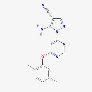 molecular formula C16H14N6O B286728 5-amino-1-[6-(2,5-dimethylphenoxy)-4-pyrimidinyl]-1H-pyrazole-4-carbonitrile 