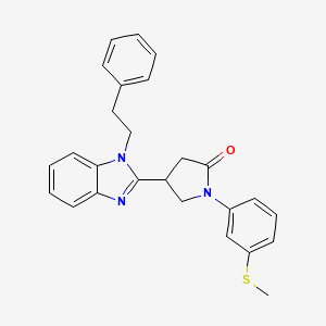 molecular formula C26H25N3OS B2867283 1-(3-(methylthio)phenyl)-4-(1-phenethyl-1H-benzo[d]imidazol-2-yl)pyrrolidin-2-one CAS No. 847397-73-3