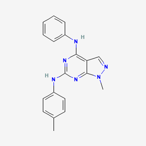 molecular formula C19H18N6 B2867288 1-methyl-N~6~-(4-methylphenyl)-N~4~-phenyl-1H-pyrazolo[3,4-d]pyrimidine-4,6-diamine CAS No. 878062-98-7