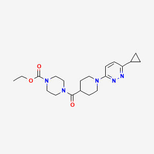 molecular formula C20H29N5O3 B2867303 Ethyl 4-[1-(6-cyclopropylpyridazin-3-yl)piperidine-4-carbonyl]piperazine-1-carboxylate CAS No. 2097899-92-6