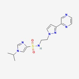 molecular formula C15H19N7O2S B2867305 1-isopropyl-N-(2-(3-(pyrazin-2-yl)-1H-pyrazol-1-yl)ethyl)-1H-imidazole-4-sulfonamide CAS No. 2034549-40-9
