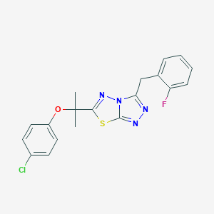molecular formula C19H16ClFN4OS B286731 4-Chlorophenyl 1-[3-(2-fluorobenzyl)[1,2,4]triazolo[3,4-b][1,3,4]thiadiazol-6-yl]-1-methylethyl ether 