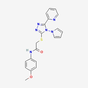 B2867326 N-(4-methoxyphenyl)-2-{[5-(pyridin-2-yl)-4-(1H-pyrrol-1-yl)-4H-1,2,4-triazol-3-yl]sulfanyl}acetamide CAS No. 886937-28-6