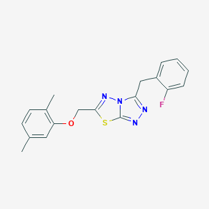 molecular formula C19H17FN4OS B286733 2,5-Dimethylphenyl [3-(2-fluorobenzyl)[1,2,4]triazolo[3,4-b][1,3,4]thiadiazol-6-yl]methyl ether 