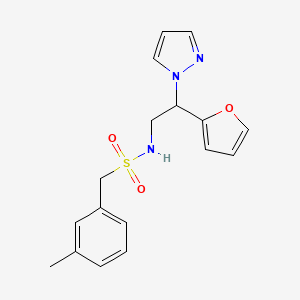 molecular formula C17H19N3O3S B2867330 N-(2-(furan-2-yl)-2-(1H-pyrazol-1-yl)ethyl)-1-(m-tolyl)methanesulfonamide CAS No. 2034276-15-6