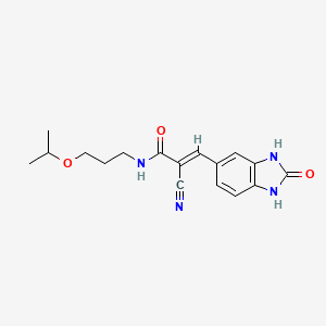 molecular formula C17H20N4O3 B2867332 (E)-2-Cyano-3-(2-oxo-1,3-dihydrobenzimidazol-5-yl)-N-(3-propan-2-yloxypropyl)prop-2-enamide CAS No. 2094962-58-8