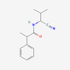 molecular formula C14H18N2O B2867337 N-[(1R)-1-Cyano-2-methylpropyl]-2-phenylpropanamide CAS No. 2223132-86-1