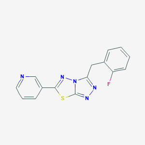 molecular formula C15H10FN5S B286734 3-(2-Fluorobenzyl)-6-(3-pyridinyl)[1,2,4]triazolo[3,4-b][1,3,4]thiadiazole 