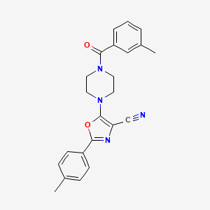 molecular formula C23H22N4O2 B2867343 5-(4-(3-甲基苯甲酰)哌嗪-1-基)-2-(对甲苯基)恶唑-4-腈 CAS No. 946244-51-5