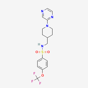 molecular formula C17H19F3N4O3S B2867346 N-((1-(pyrazin-2-yl)piperidin-4-yl)methyl)-4-(trifluoromethoxy)benzenesulfonamide CAS No. 1396712-52-9