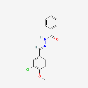 molecular formula C16H15ClN2O2 B2867348 N'-[(1E)-(3-氯-4-甲氧基苯基)亚甲基]-4-甲基苯甲酰肼 CAS No. 861207-78-5