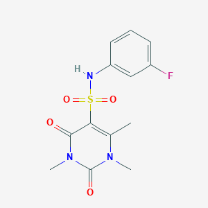 molecular formula C13H14FN3O4S B2867358 N-(3-氟苯基)-1,3,4-三甲基-2,6-二氧代嘧啶-5-磺酰胺 CAS No. 893340-38-0