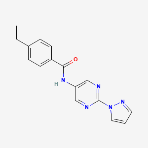 molecular formula C16H15N5O B2867376 N-(2-(1H-pyrazol-1-yl)pyrimidin-5-yl)-4-ethylbenzamide CAS No. 1421501-59-8