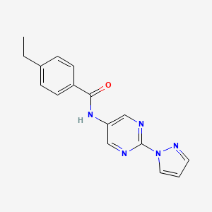 molecular formula C16H15N5O B2867376 N-(2-(1H-吡唑-1-基)嘧啶-5-基)-4-乙基苯甲酰胺 CAS No. 1421501-59-8