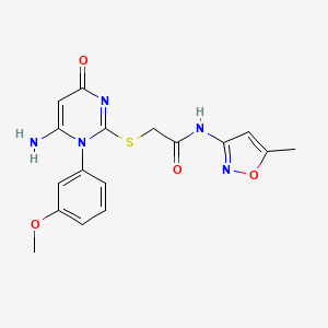 molecular formula C17H17N5O4S B2867377 2-[6-氨基-1-(3-甲氧基苯基)-4-氧代嘧啶-2-基]硫代基-N-(5-甲基-1,2-恶唑-3-基)乙酰胺 CAS No. 893987-18-3