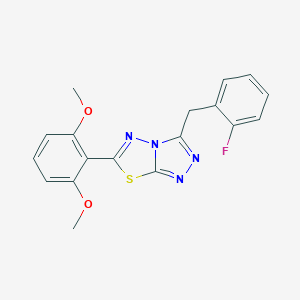 molecular formula C18H15FN4O2S B286738 6-(2,6-Dimethoxyphenyl)-3-(2-fluorobenzyl)[1,2,4]triazolo[3,4-b][1,3,4]thiadiazole 