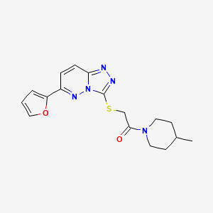 molecular formula C17H19N5O2S B2867381 6-(2-Furyl)-3-{[2-(4-methylpiperidin-1-yl)-2-oxoethyl]thio}[1,2,4]triazolo[4,3-b]pyridazine CAS No. 877634-81-6