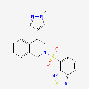 molecular formula C19H17N5O2S2 B2867386 4-((4-(1-methyl-1H-pyrazol-4-yl)-3,4-dihydroisoquinolin-2(1H)-yl)sulfonyl)benzo[c][1,2,5]thiadiazole CAS No. 2034584-80-8
