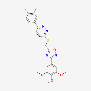 molecular formula C24H24N4O4S B2867394 3-(3,4-Dimethylphenyl)-6-({[3-(3,4,5-trimethoxyphenyl)-1,2,4-oxadiazol-5-yl]methyl}thio)pyridazine CAS No. 1114915-35-3