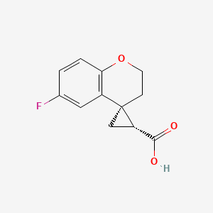 molecular formula C12H11FO3 B2867397 (1'R,4S)-6-Fluorospiro[2,3-dihydrochromene-4,2'-cyclopropane]-1'-carboxylic acid CAS No. 2059911-08-7